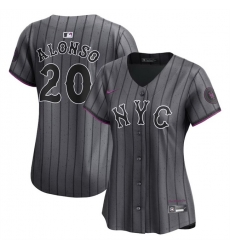 Women New York Mets 20 Pete Alonso Graphite 2024 City Connect Limited Stitched Baseball Jersey 2 1