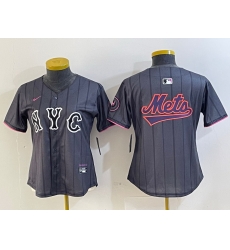 Women New York Mets Team Big Logo Graphite 2024 City Connect Limited Stitched Baseball Jersey 7