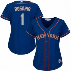 Womens Majestic New York Mets 1 Amed Rosario Authentic Royal Blue Alternate Road Cool Base MLB Jersey 