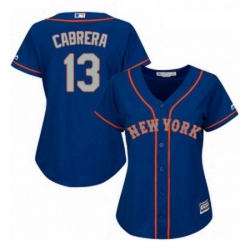 Womens Majestic New York Mets 13 Asdrubal Cabrera Authentic Royal Blue Alternate Road Cool Base MLB Jersey