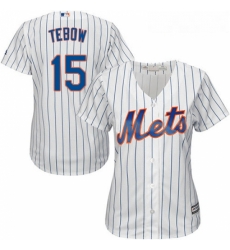 Womens Majestic New York Mets 15 Tim Tebow Authentic White Home Cool Base MLB Jersey