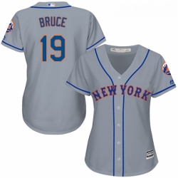 Womens Majestic New York Mets 19 Jay Bruce Authentic Grey Road Cool Base MLB Jersey 