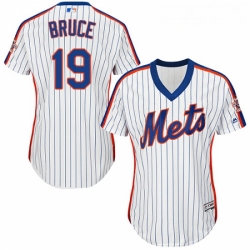 Womens Majestic New York Mets 19 Jay Bruce Replica White Alternate Cool Base MLB Jersey 