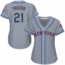 Womens Majestic New York Mets 21 Todd Frazier Replica Grey Road Cool Base MLB Jersey 