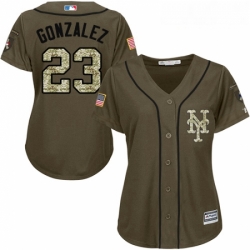 Womens Majestic New York Mets 23 Adrian Gonzalez Replica Green Salute to Service MLB Jersey 