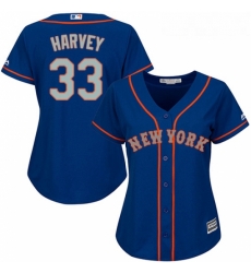 Womens Majestic New York Mets 33 Matt Harvey Replica BlueGrey NO MLB Jersey