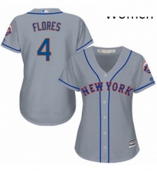 Womens Majestic New York Mets 4 Wilmer Flores Replica Grey Road Cool Base MLB Jersey