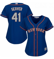 Womens Majestic New York Mets 41 Tom Seaver Authentic Royal Blue Alternate Road Cool Base MLB Jersey