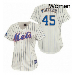 Womens Majestic New York Mets 45 Zack Wheeler Replica CreamBlue Strip MLB Jersey