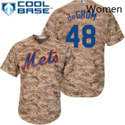 Womens Majestic New York Mets 48 Jacob deGrom Replica Camo MLB Jersey
