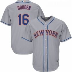 Youth Majestic New York Mets 16 Dwight Gooden Replica Grey Road Cool Base MLB Jersey