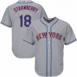 Youth Majestic New York Mets 18 Darryl Strawberry Authentic Grey Road Cool Base MLB Jersey