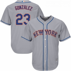 Youth Majestic New York Mets 23 Adrian Gonzalez Replica Grey Road Cool Base MLB Jersey 