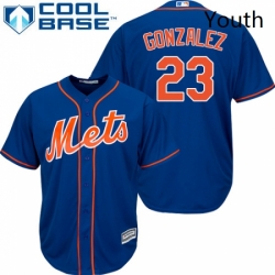 Youth Majestic New York Mets 23 Adrian Gonzalez Replica Royal Blue Alternate Home Cool Base MLB Jersey 