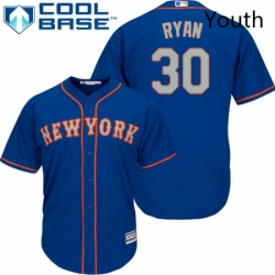 Youth Majestic New York Mets 30 Nolan Ryan Authentic Royal Blue Alternate Road Cool Base MLB Jersey