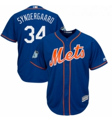 Youth Majestic New York Mets 34 Noah Syndergaard Authentic Royal Blue 2017 Spring Training Cool Base MLB Jersey