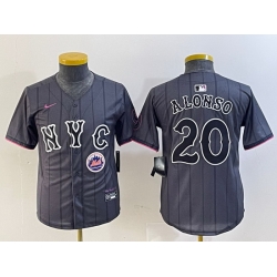 Youth New York Mets 20 Pete Alonso Graphite 2024 City Connect Limited Stitched Baseball Jersey  20