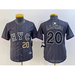 Youth New York Mets 20 Pete Alonso Graphite 2024 City Connect Limited Stitched Baseball Jersey