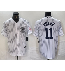 Men New York Yankees 11 Anthony Volpe White Cool Base Stitched Baseball JerseyS