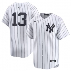 Men New York Yankees 13 Jazz Chisholm Jr White 2024 Home Limited Stitched Baseball Jersey