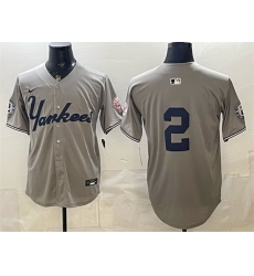 Men New York Yankees  2 Derek Jeter Grey With Patch Limited Stitched Baseball Jersey