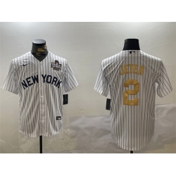 Men New York Yankees 2 Derek Jeter White Gold 2024 World Series Cool Base Stitched Baseball Jersey