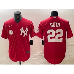 Men New York Yankees 22 Juan Soto Red Cool Base Stitched Baseball Jersey 1