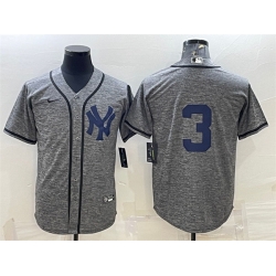 Men New York Yankees 3 Babe Ruth Grey Stitched Jersey