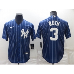 Men New York Yankees 3 Babe Ruth Navy Cool Base Stitched Jerse