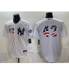 Men New York Yankees 42 Jackie Robinson White 2026 USA 250 Fourth of July Home Stadium Stitched Baseball Jersey Men New York Yankees 42 Jackie Robinson White 2026 USA 250 Fourth of July Home Stadium Stitched Baseball Jersey