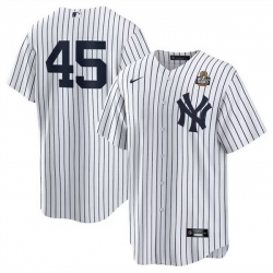 Men New York Yankees 45 Gerrit Cole White 2024 World Series Cool Base Stitched Baseball Jersey