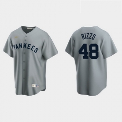 Men New York Yankees 48 Anthony Rizzo Men Nike Gray Cooperstown Collection MLB Jersey