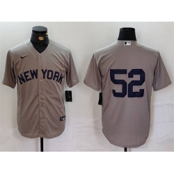 Men New York Yankees 52 CC Sabathia Grey Cool Base Stitched Baseball Jersey