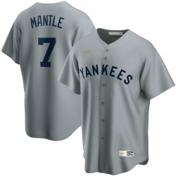 Men New York Yankees 7 Mickey Mantle Nike Road Cooperstown Collection Player MLB Jersey Gray