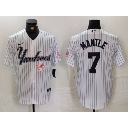 Men New York Yankees 7 Mickey Mantle White Cool Base Stitched Baseball Jersey 5