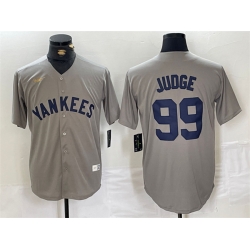 Men New York Yankees 99 Aaron Judge Grey Cool Base Stitched Baseball Jersey