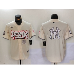 Men New York Yankees Blank Cream The Bronx Graffiti V2 Vapor Limited Stitched Baseball Jersey 2