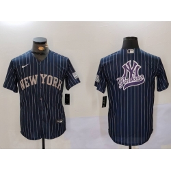 Men New York Yankees Navy Team Big Logo Cool Base Stitched Baseball Jersey 11