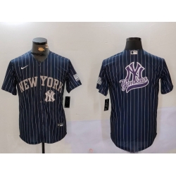 Men New York Yankees Navy Team Big Logo Cool Base Stitched Baseball Jersey 9