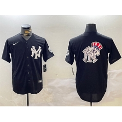 Men New York Yankees Team Big Logo Black With Patch Cool Base Stitched Baseball Jersey