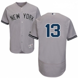 Mens Majestic New York Yankees 13 Alex Rodriguez Grey Road Flex Base Authentic Collection MLB Jersey