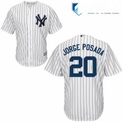 Mens Majestic New York Yankees 20 Jorge Posada Replica White Home MLB Jersey