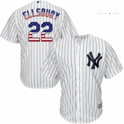 Mens Majestic New York Yankees 22 Jacoby Ellsbury Replica White USA Flag Fashion MLB Jersey