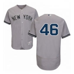 Mens Majestic New York Yankees 46 Andy Pettitte Grey Road Flex Base Authentic Collection MLB Jersey