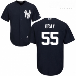 Mens Majestic New York Yankees 55 Sonny Gray Replica Navy Blue Alternate MLB Jersey 