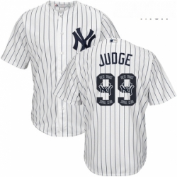 Mens Majestic New York Yankees 99 Aaron Judge Authentic White Team Logo Fashion MLB Jersey