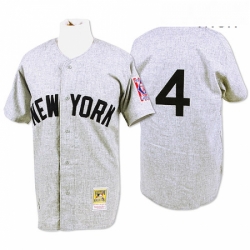 Mens Mitchell and Ness 1939 New York Yankees 4 Lou Gehrig Authentic Grey Throwback MLB Jersey