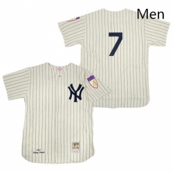 Mens Mitchell and Ness 1951 New York Yankees 7 Mickey Mantle Authentic Cream Throwback MLB Jersey