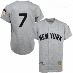 Mens Mitchell and Ness 1951 New York Yankees 7 Mickey Mantle Authentic Grey Throwback MLB Jersey