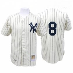 Mens Mitchell and Ness 1951 New York Yankees 8 Yogi Berra Authentic Cream Throwback MLB Jersey